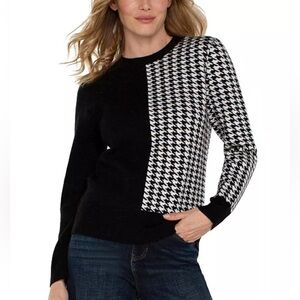 NWT Women’s LIVERPOOL Los Angeles Colorblock houndstooth sweater- Size XS
